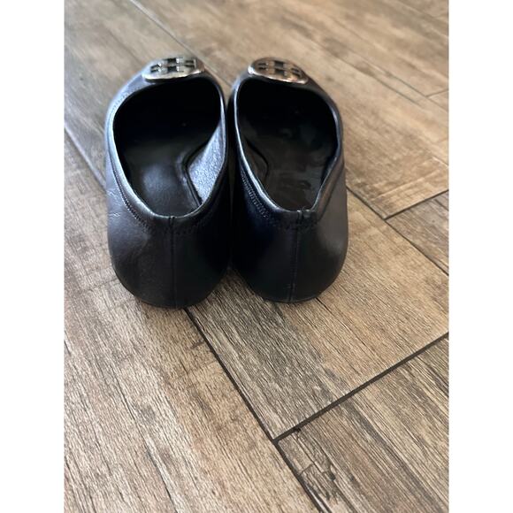Tory Burch Women's Black Leather Reva Ballet Flats Size Size 7.5 - Picture 13 of 16